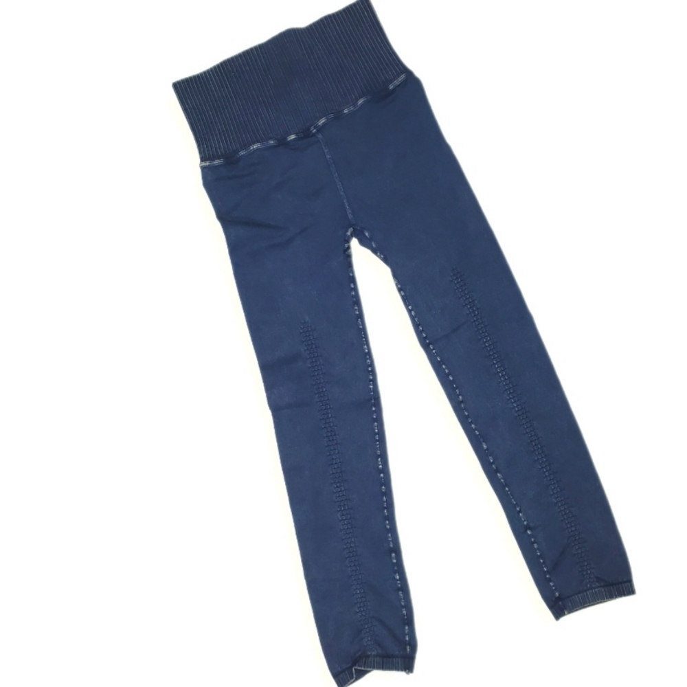 Free People High Rise 7/8 Length Good Karma Leggings Washed Navy M/L NEW FP102 - Picture 11 of 15
